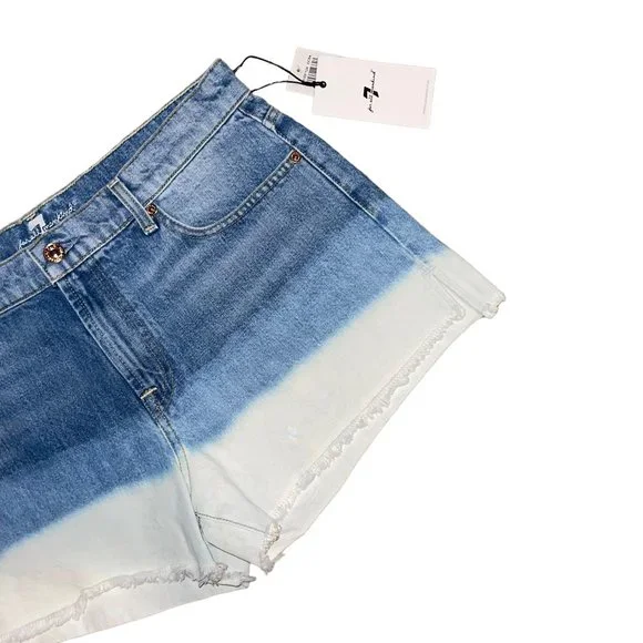 NWT 7 For All Mankind Distressed Womens Shorts 31 Distressed Dip Dye Light Wash - Picture 3 of 7